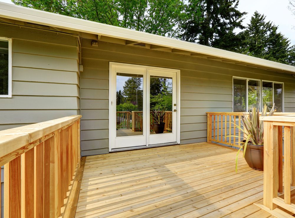 Stained cedar deck